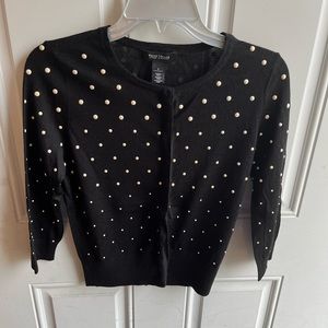 White House Black Market Short Black w/ Polka Dot Pearl Sweater size Small